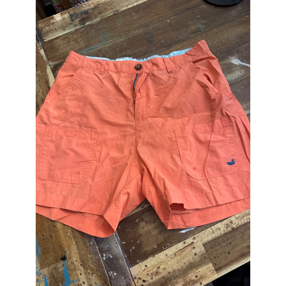 Southern Marsh Mens Dockside Swim Trunks Orange Ripstop Mesh Lined Shorts Large